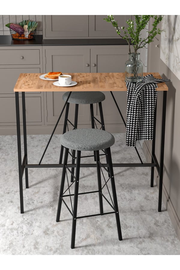 RETODESİGN YUVARLAK TABURELİ BAR TAKIMI 3651A
