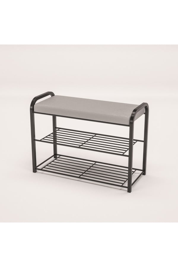 Retohome Askılıklı Metal 3 Katlı Minderli Ayakkabılık Ve Çok Amaçlı Raf 2323