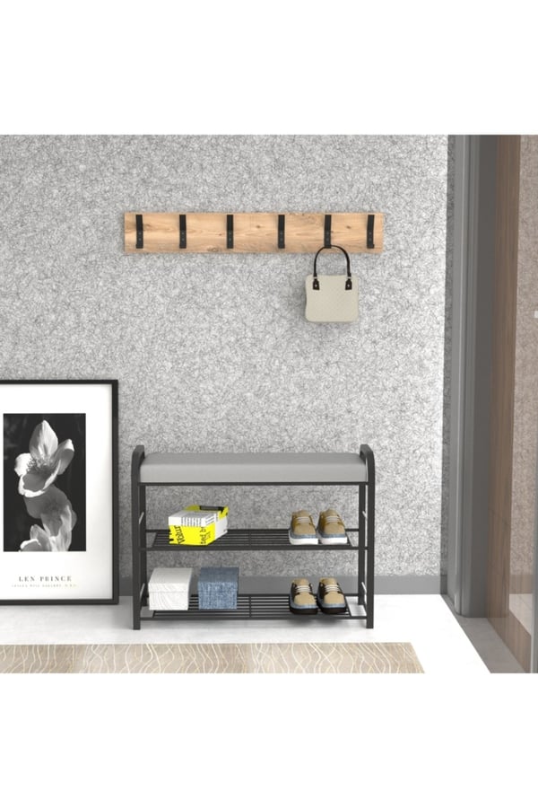 Retohome Askılıklı Metal 3 Katlı Minderli Ayakkabılık Ve Çok Amaçlı Raf 2323