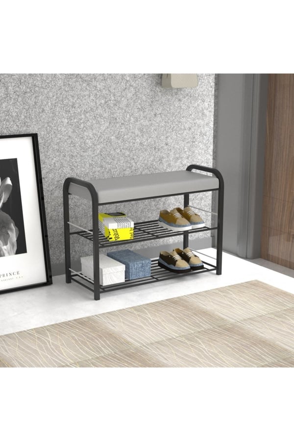 Retohome Metal 3 Katlı Minderli Ayakkabılık Ve Çok Amaçlı Raf 2322