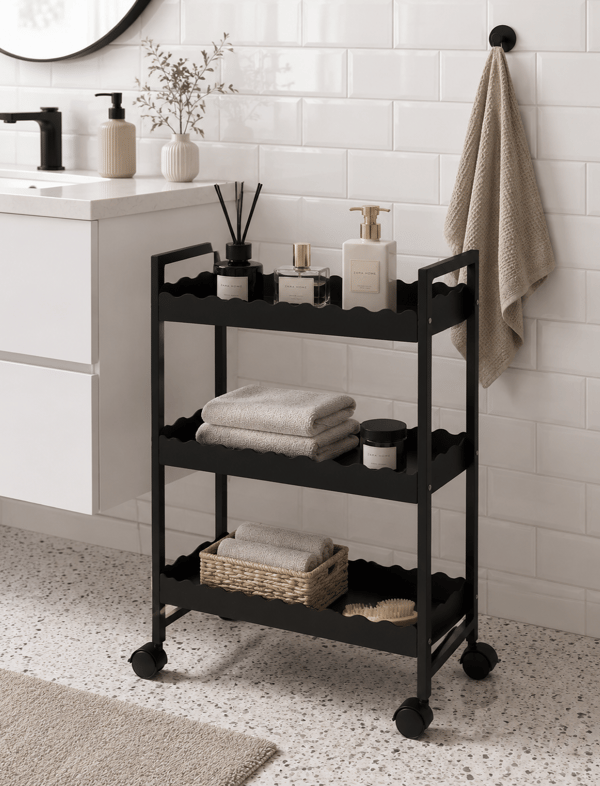 Retohome Siyah Tekerlekli Raflı Organizer, Şişelik Raf