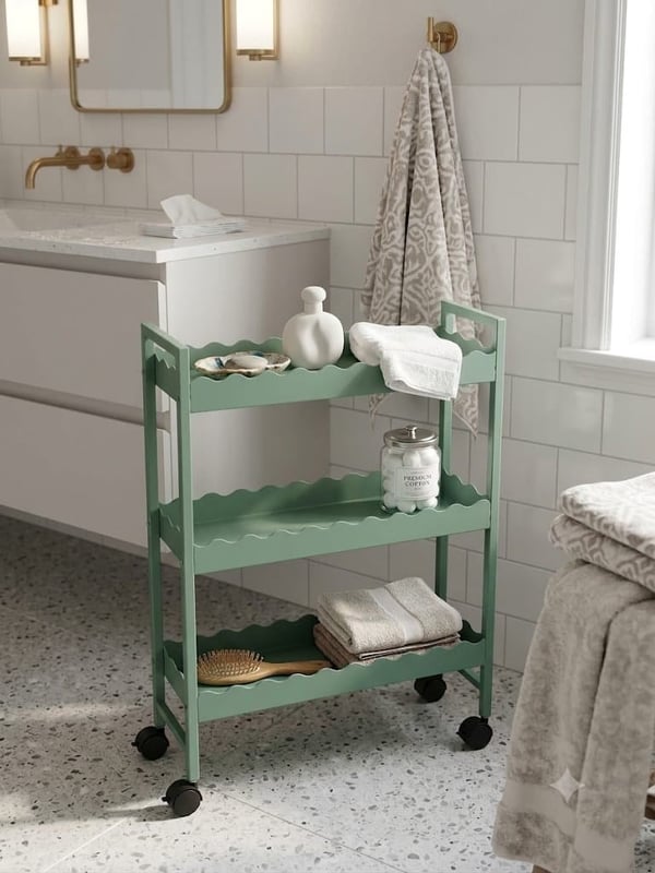 Retohome Yeşil Tekerlekli Raflı Organizer, Şişelik Raf