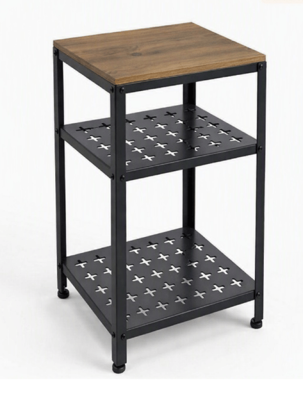 Yan Sehpa Metal Gövdeli Raflı 45x35 cm Atlantik Çam