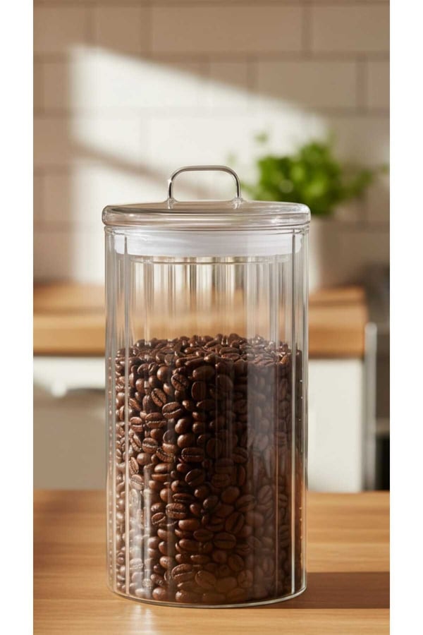 1400 ml Cam Kavanoz Kapaklı – Bakliyat, Baharat & Kuru Gıda Saklama Kabı – Şeffaf, Dayanıklı Cam