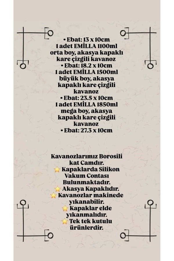 3'lü Akasya Kapaklı Cam Kavanoz Seti –Büyük Boy Kahve, Bakliyat&Kuruyemiş Saklama Kabı