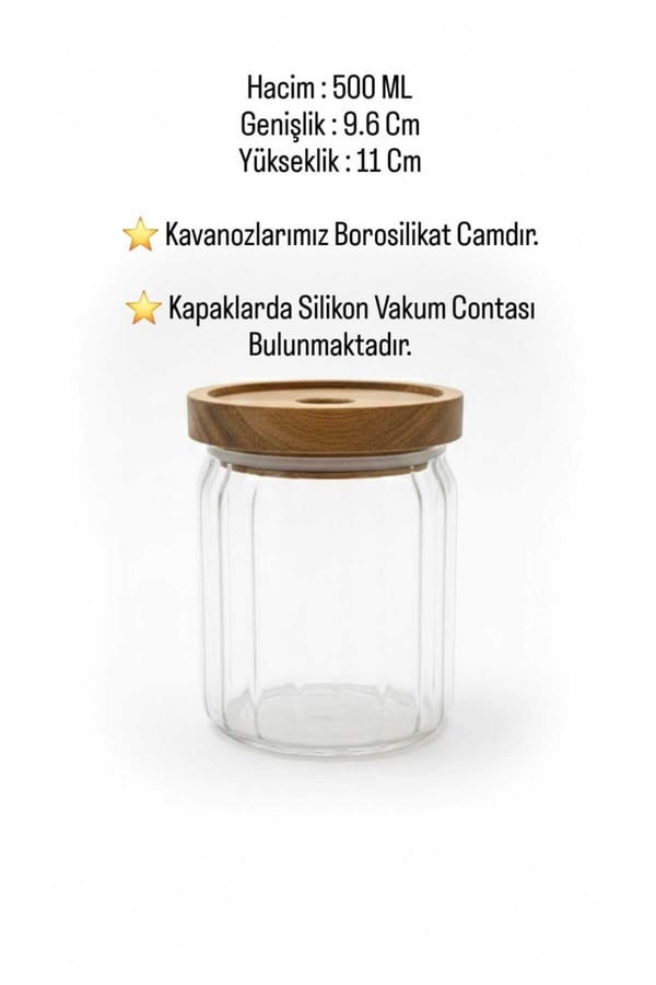 500 ml Akasya Kapaklı Cam Yuvarlak Kavanoz – Yuvarlak Baharat & Erzak Saklama Kabı