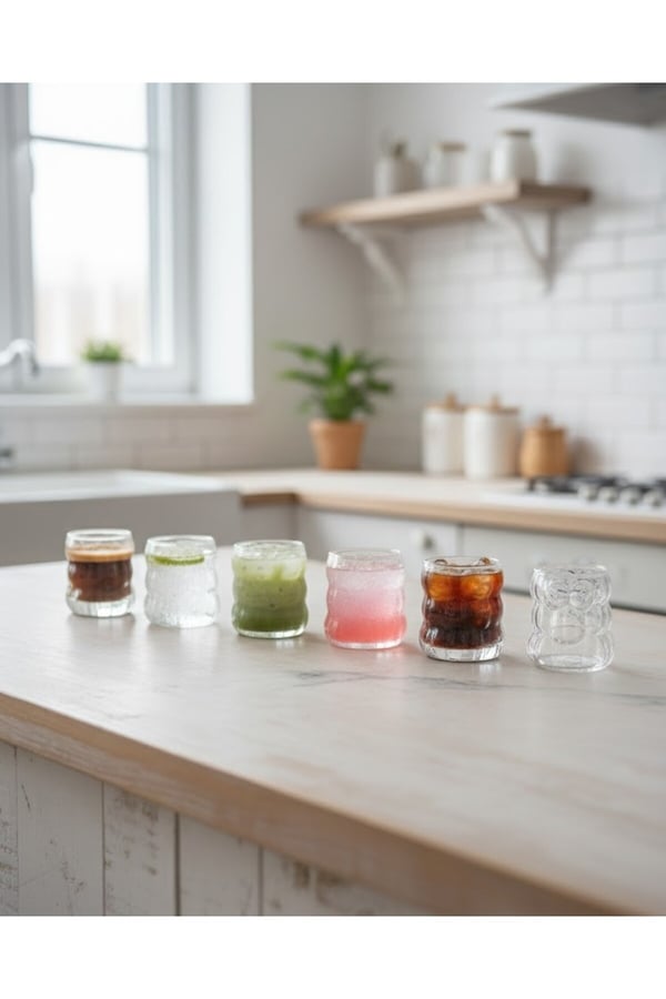 6’lı Kahve Yanı Su Bardağı Takımı – Şeffaf Cam Mini Bardak & Mini Espresso Yanı Bardak Takımı