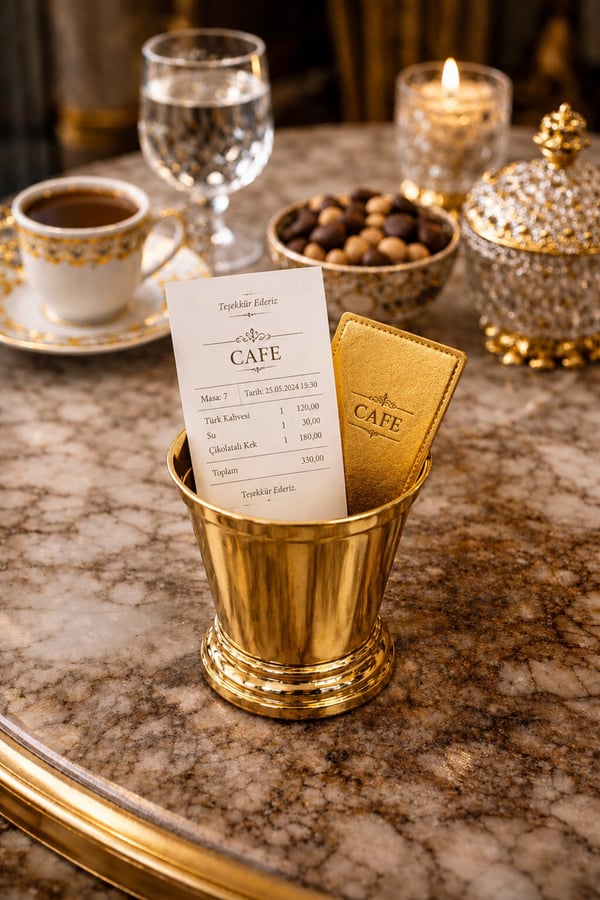6'lı Gold Kahve Yanı Sunum Kovası- Dekaratif Gül Kovası- Kahve Yanı Sunumluk