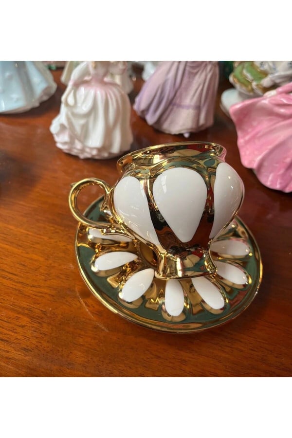 6'lı Gold Lüks Fincan Takımı-Buenos 6'lı Vintage Esintili Fincan Takımı-Lüks Porselen Fincan Seti