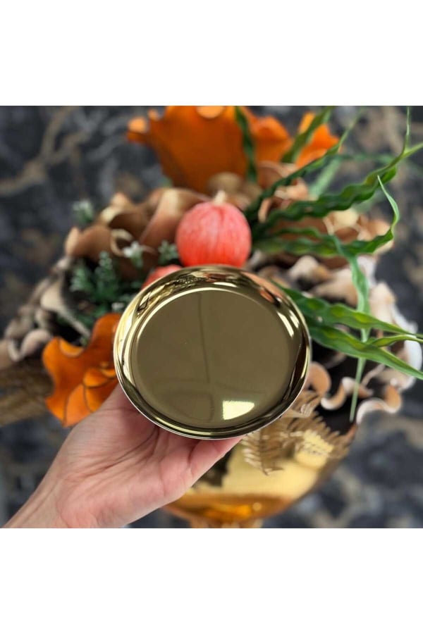 6'lı Gold Yuvarlak Metal Tatlı Tabağı 12 cm- Kahve Yanı Lokumluk,Şekerlik,Kahve Yanı İkramlık