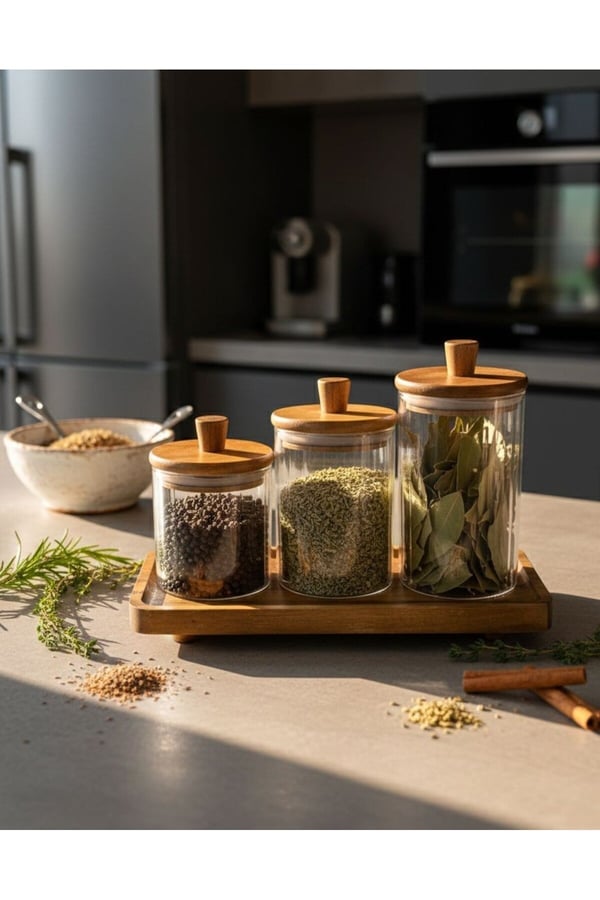 Akasya Ahşap Baharat Altlığı & Sunum Standı – Mien Baharatlık Tepsi Sunumluk