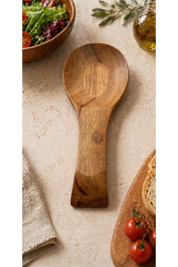 Akasya Ahşap Kaşık Altlığı 27 cm – Mien Akasya Ahşap Kaşık & Kepçe Dinlendirme Standı