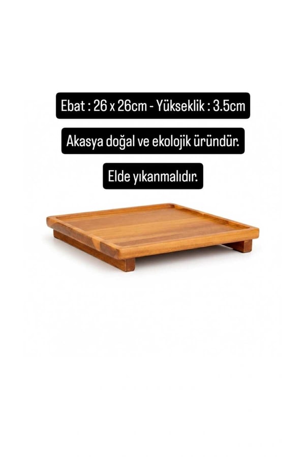 Akasya Ahşap Sunum Standı Yükseltilmiş Tezgah Üstü Düzenleyici – Mien Doğal Akasya Ahşap Altlık