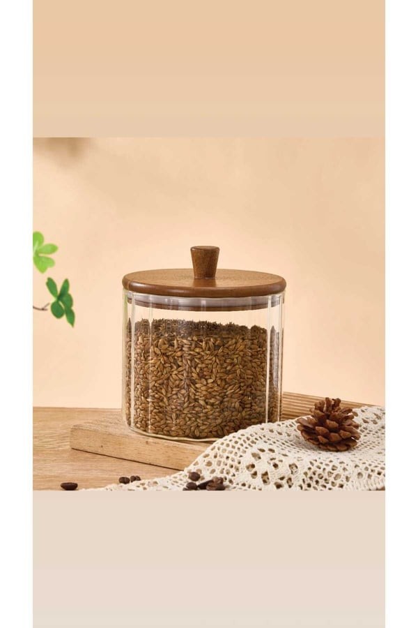Akasya Cam Kavanoz 1380 ml-Akasya Kapaklı Büyük Boy Kavanoz-Mien Baharat, Bakliyat, Kahve Kavanozu