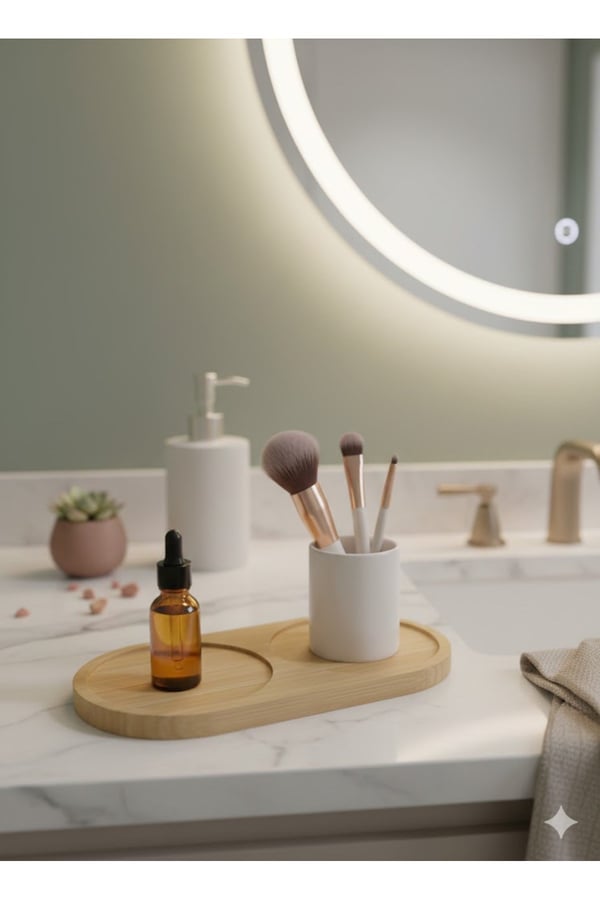 Bambu Yağdanlık Altlığı - Minimalist ve Çok Yönlü Bambu Oval Altlık
