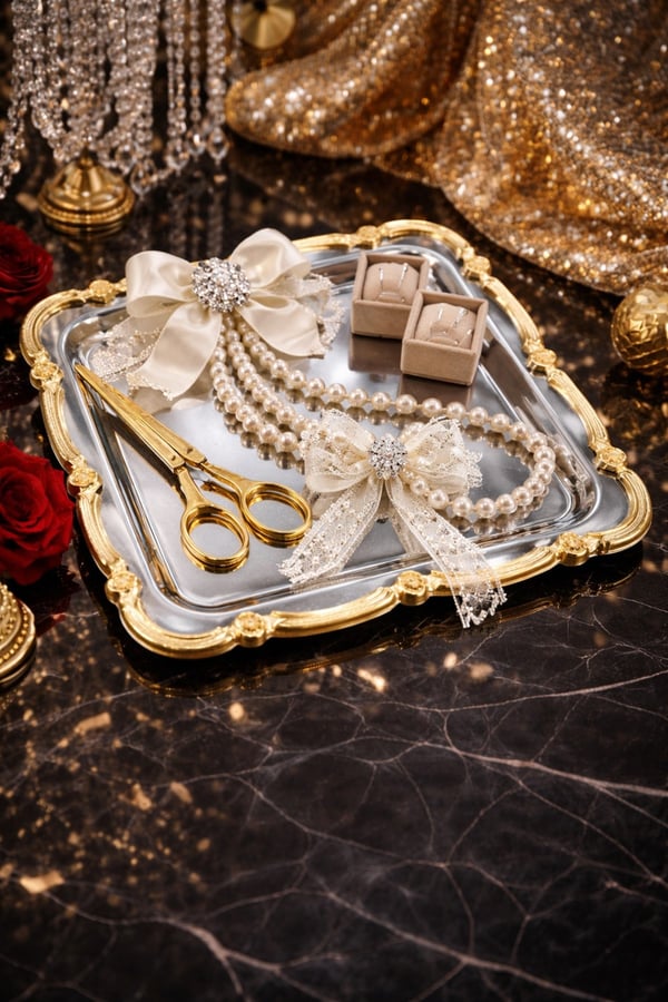 Gümüş Üzeri Gold Gül Figürlü Sunum Tepsisi– Tek Kişilik Dekoratif Kare Servis Kahve Çay Tepsisi