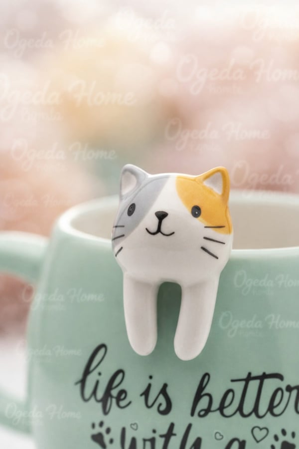 Kedi Figürlü Mug Kupa 420 ml – Yazılı Seramik Kupa – Sevimli Cat Mug – Hediye Kupa Bardak