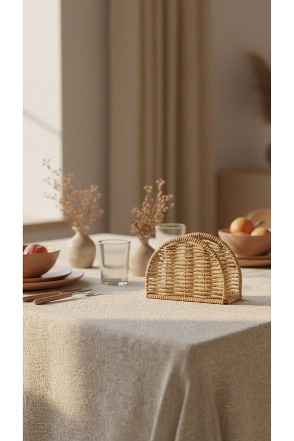 Oval Rattan Peçetelik – Mien Doğal, Dekoratif & Sunumluk