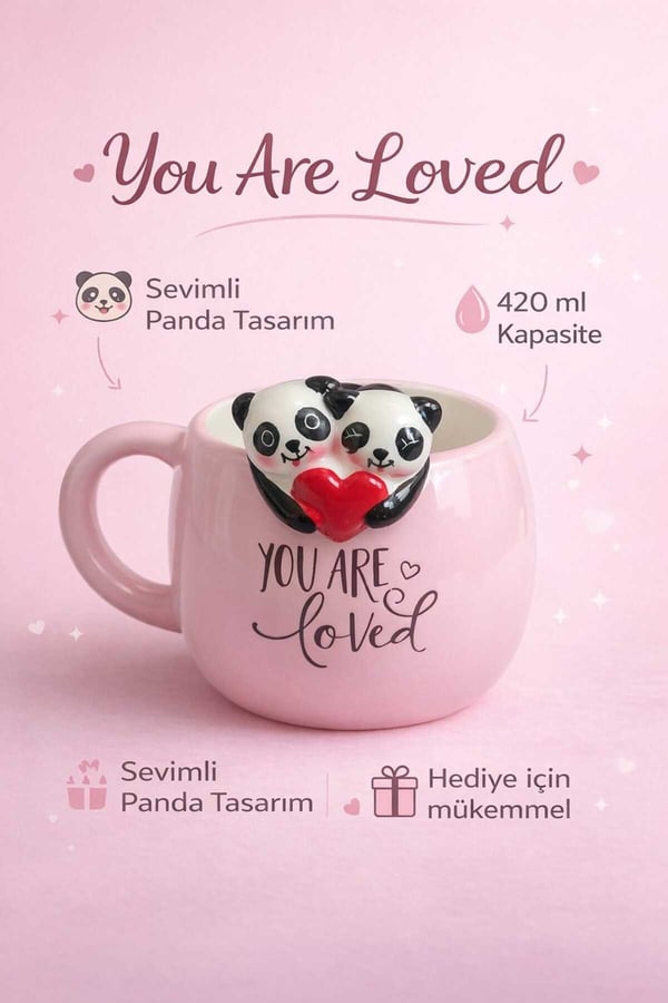 Panda Figürlü Kupa Bardak – Sevimli Tasarım Seramik Mug – Hediye Kupa