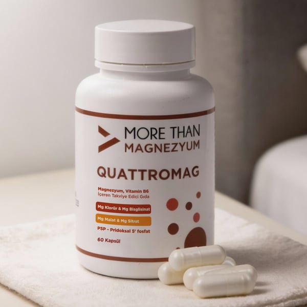 Quattromag Magnezyum Kompleks (Klorür - Glisinat - Sitrat - Malat ve B6) 60 Kapsül