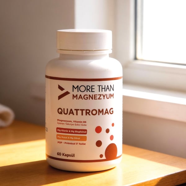 Quattromag Magnezyum Kompleks (Klorür - Glisinat - Sitrat - Malat ve B6) 60 Kapsül