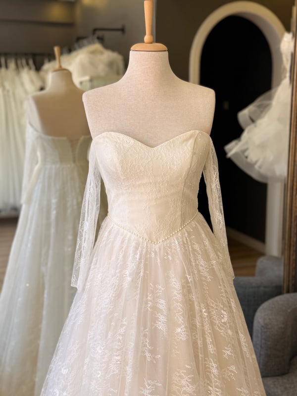 Lenta Wedding Krem Lez Dantel İnci Detaylı Sindirella Maxi boy Gelinlik ve Nişanlık