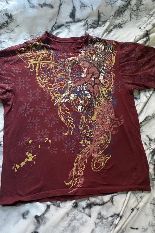 Angel Motifli Vintage Y2K T-Shirt