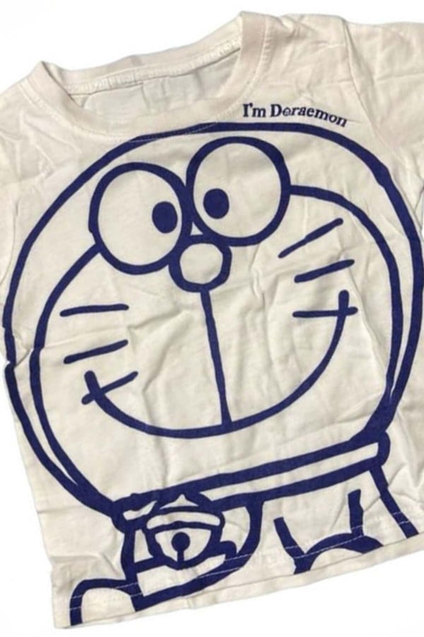 Beyaz Doraemon Face Unisex Kısa Kollu T-Shirt