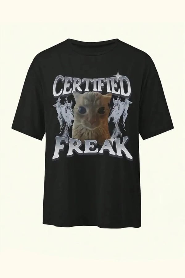 Certified Freak Cat Grunge Y2K T-Shirt