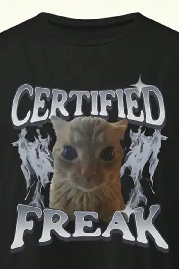 Certified Freak Cat Grunge Y2K T-Shirt