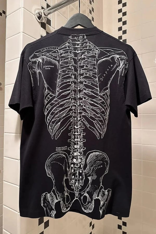 Gotik Anatomik İskelet Grunge Y2K T-Shirt