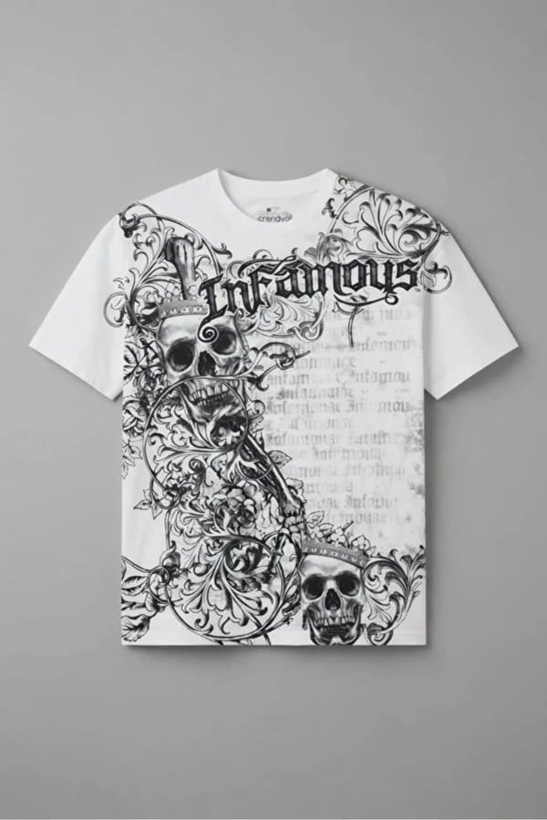 Infamous Crown Skull Gotik Y2K T-Shirt