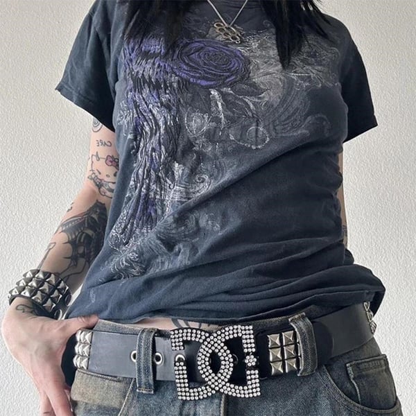 Purple Rose Gothic Cyber Grunge T-shirt