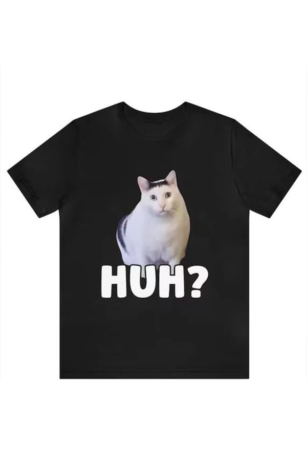 Siyah ''HUH?'' Cats Unisex T-Shirt