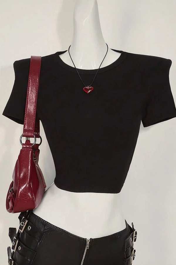 Siyah Transparan Sırt Detay Dragon Y2K Kısa Kollu Crop Body