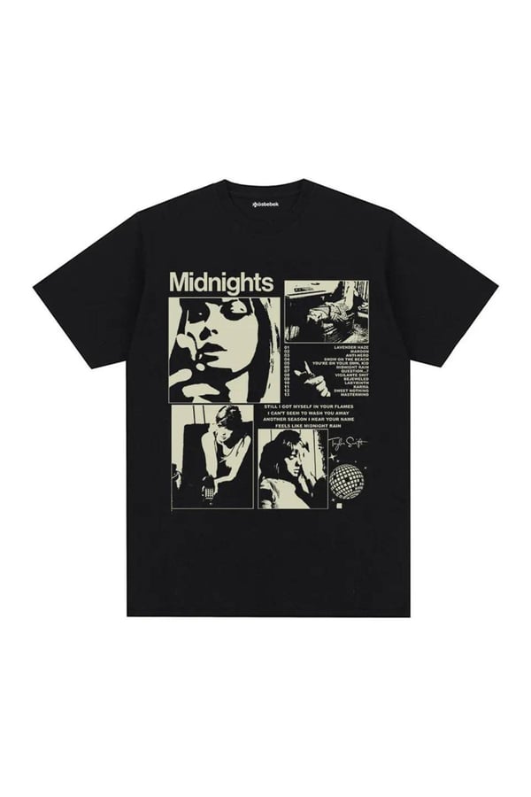 Taylor Swift Album Siyah Unisex Kısa Kollu Tshirt