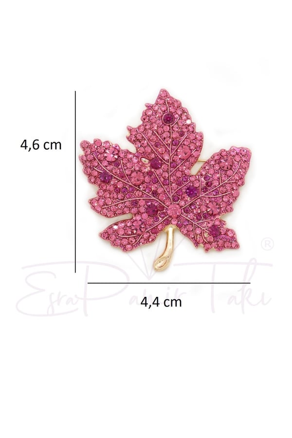 Pembe Taşlı Yaprak Broş