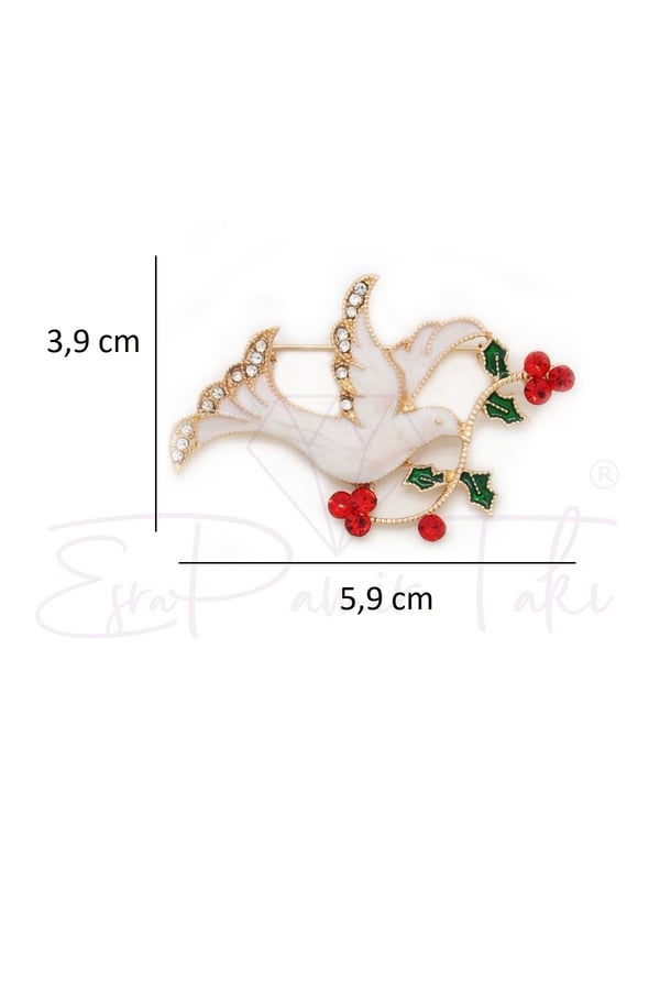 Taşlı Güvercin Broş