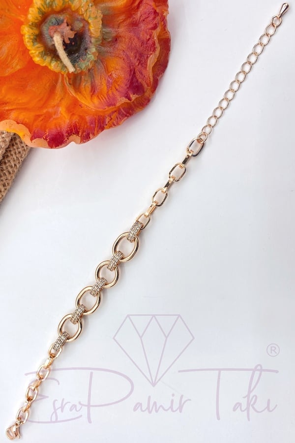 Xuping Marka Zirkon Taşlı Rose Gold Renk Vıp Bileklik
