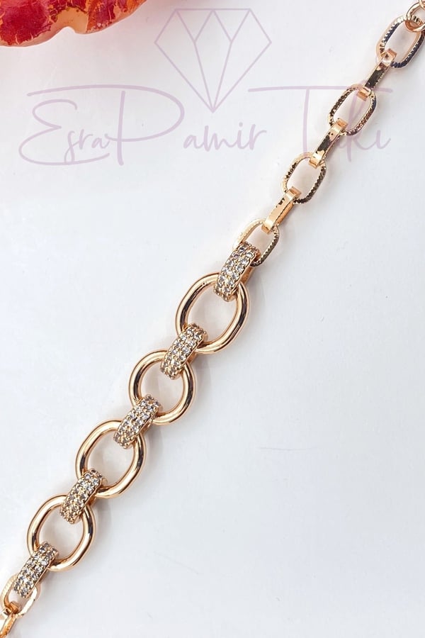 Xuping Marka Zirkon Taşlı Rose Gold Renk Vıp Bileklik