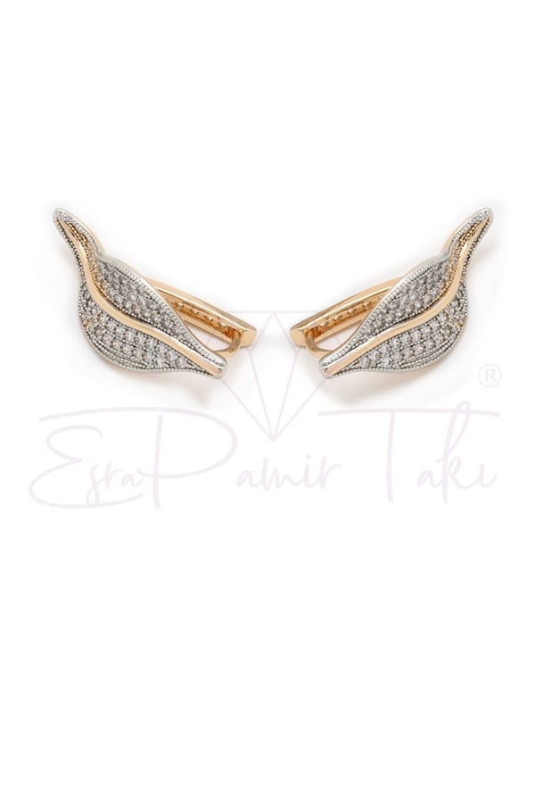 Zirkon Taşlı Rose Gold Renk Arı Küpe Seti