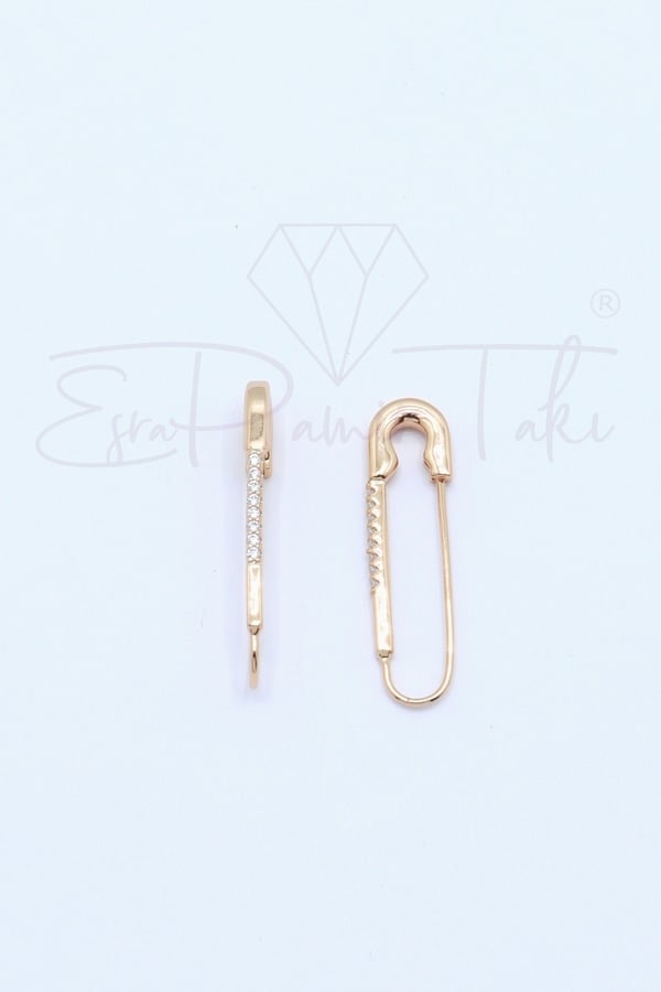 Zirkon Taşlı Rose Gold Renk Çengelli İğne Küpe