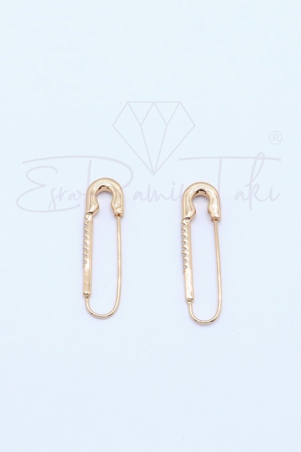 Zirkon Taşlı Rose Gold Renk Çengelli İğne Küpe