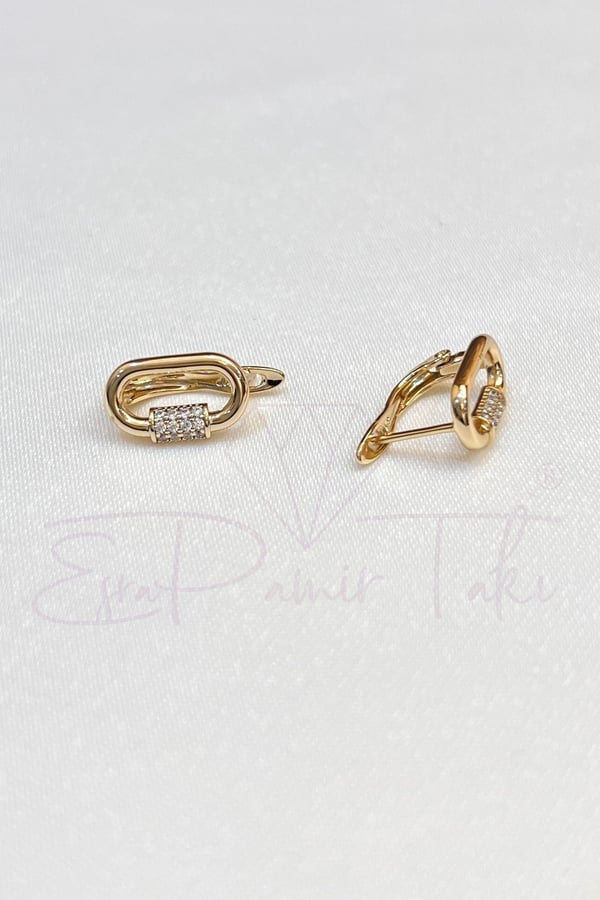 Zirkon Taşlı Rose Gold Renk Küpe