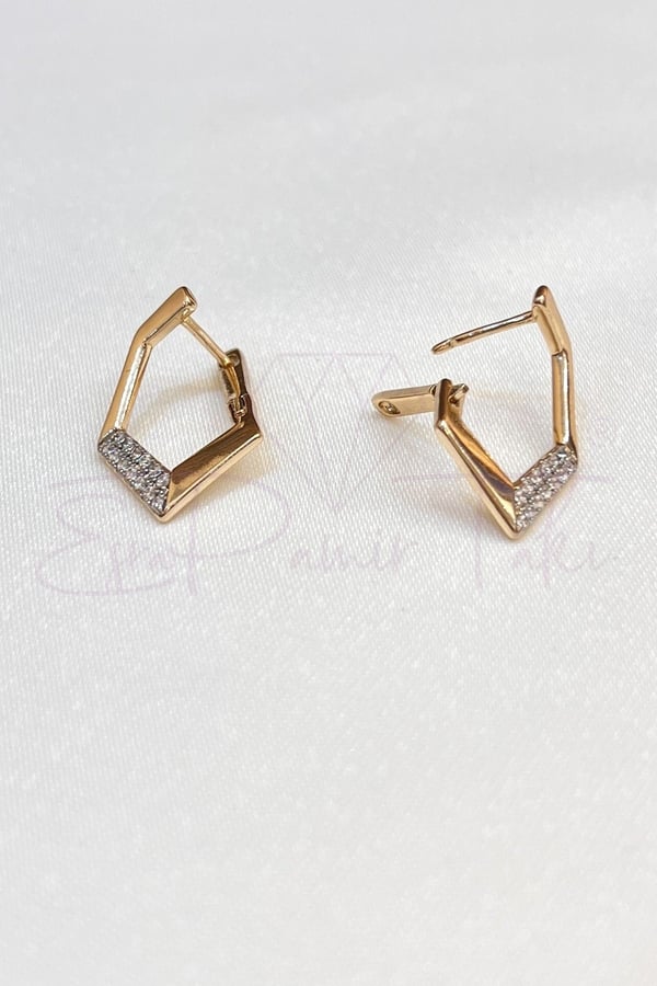 Zirkon Taşlı Rose Gold Renk Küpe