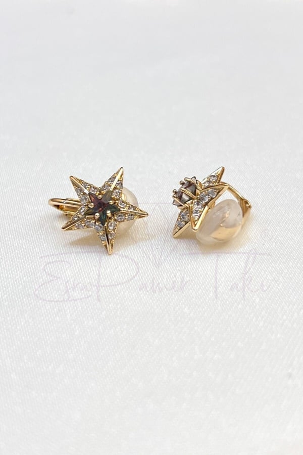 Zirkon Taşlı Rose Gold Renk Yıldız Küpe