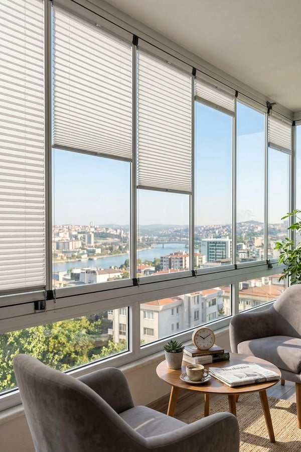 Perla Serisi Plise Perde Perla Serisi Özel Ölçü Açık Gri Plise Perde - Cam Balkon ve Pencere Uyumlu