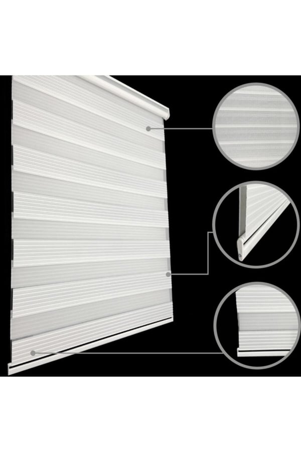 Stor Perde Pliseli Zebra Perde Etek Dilimli Beyaz Mz480