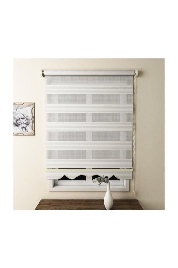 Stor Perde Pliseli Zebra Perde Etek Dilimli Ekru Mz481