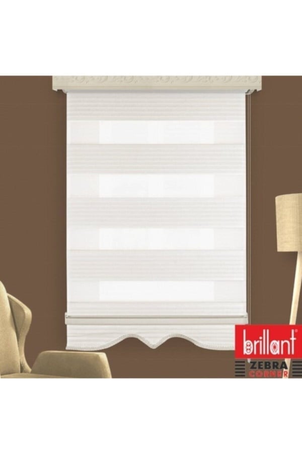 Stor Perde Pliseli Zebra Perde Etek Dilimli Ekru Mz481a